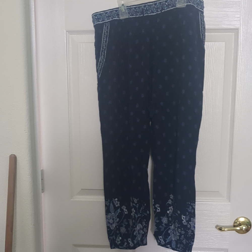 Blue Patterned Pants Rayon